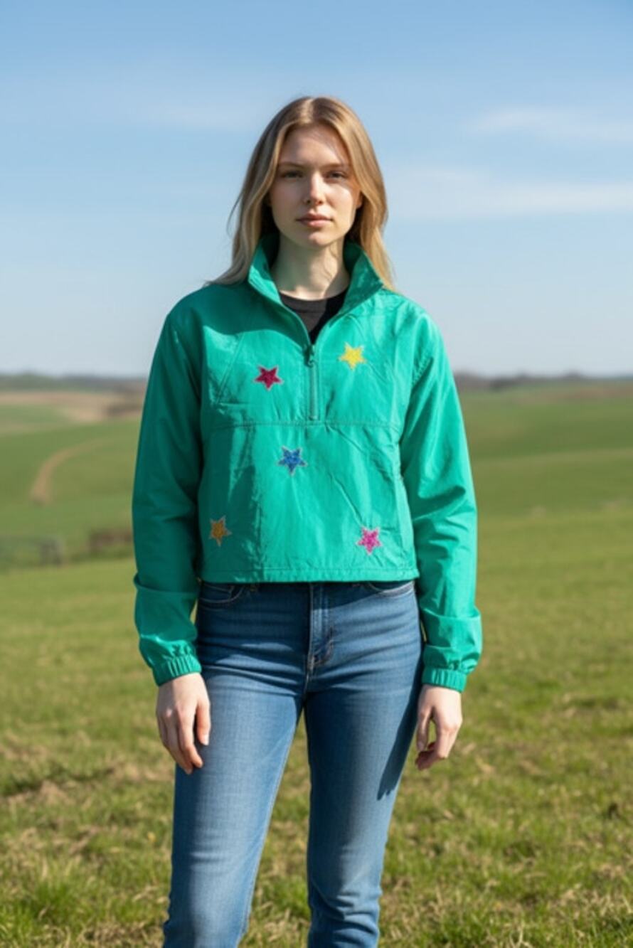 Peach Love California - Nylon Cropped Wind Breaker Jacket - Small
